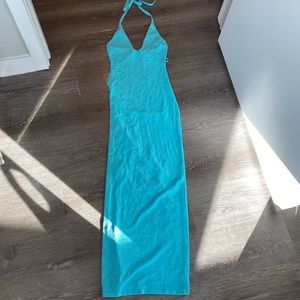 Blue slit dress